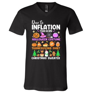 Due To Inflation This Is My Funny Halloween Costume V-Neck T-Shirt