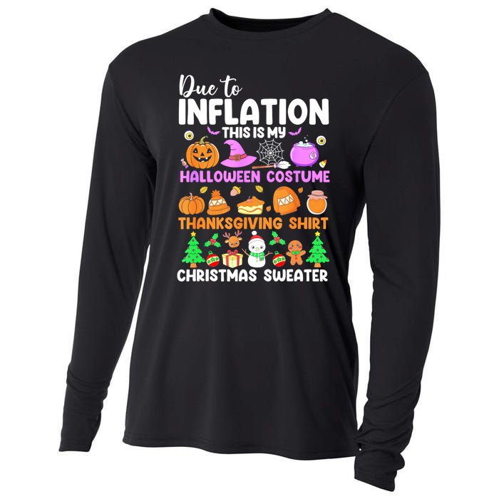 Due To Inflation This Is My Funny Halloween Costume Cooling Performance Long Sleeve Crew