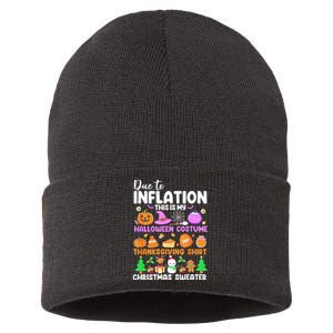 Due To Inflation This Is My Funny Halloween Costume Sustainable Knit Beanie