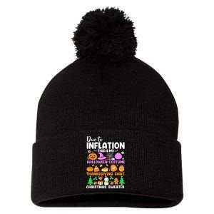 Due To Inflation This Is My Funny Halloween Costume Pom Pom 12in Knit Beanie