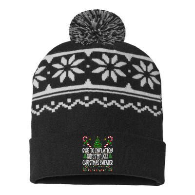 Due To Inflation Ugly Christmas Sweaters Funny USA-Made Snowflake Beanie