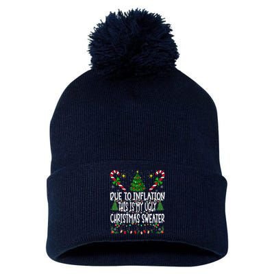 Due To Inflation Ugly Christmas Sweaters Funny Pom Pom 12in Knit Beanie