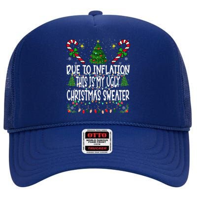 Due To Inflation Ugly Christmas Sweaters Funny High Crown Mesh Back Trucker Hat