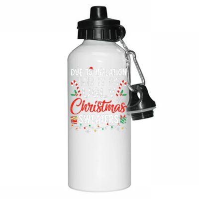 Due To Inflation This Is My Ugly Christmas Sweaters  Aluminum Water Bottle 