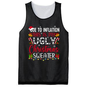 Due To Inflation Ugly Christmas Sweater Funny Xmas Holiday Mesh Reversible Basketball Jersey Tank