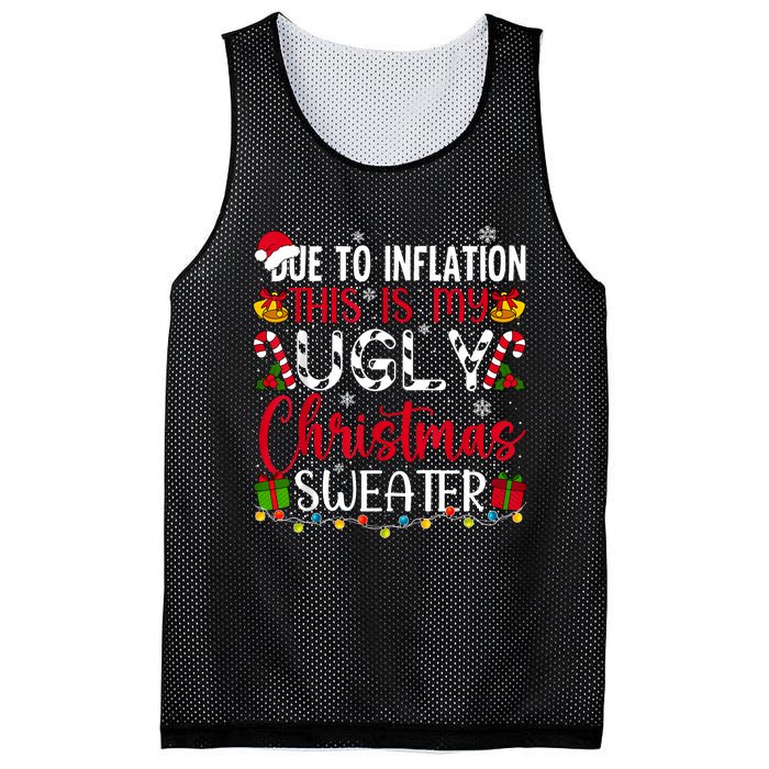 Due To Inflation Ugly Christmas Sweater Funny Xmas Holiday Mesh Reversible Basketball Jersey Tank