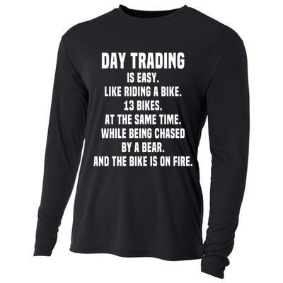 Day Trading Is Easy Funny Day Trader Stock Market Gift Cooling Performance Long Sleeve Crew