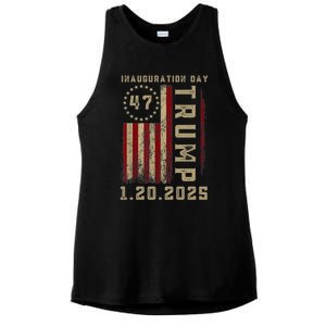 Donald Trump Inauguration Day 2025 47th President 47 Us Flag Ladies PosiCharge Tri-Blend Wicking Tank