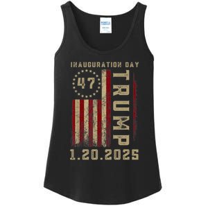 Donald Trump Inauguration Day 2025 47th President 47 Us Flag Ladies Essential Tank