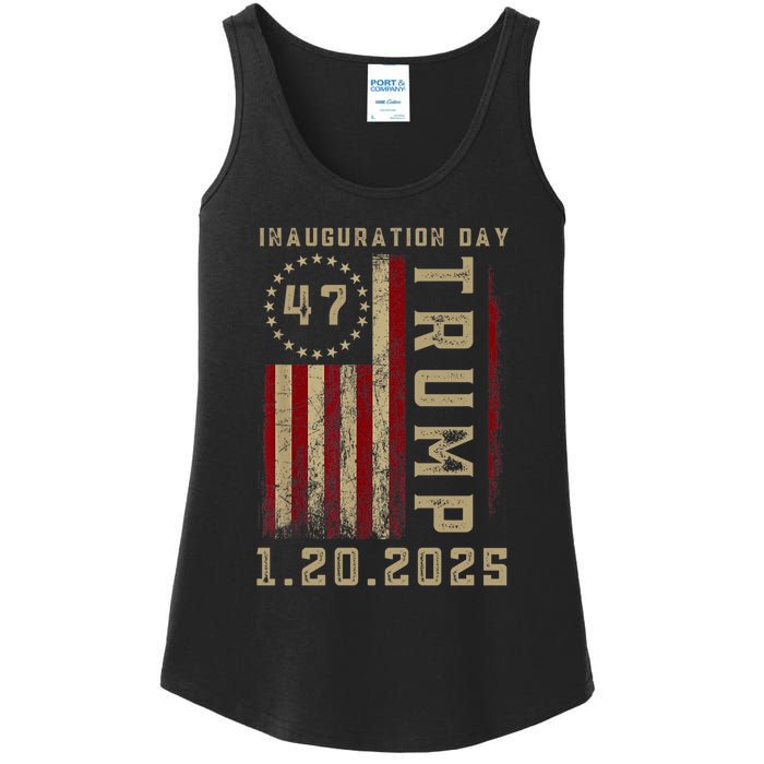 Donald Trump Inauguration Day 2025 47th President 47 Us Flag Ladies Essential Tank