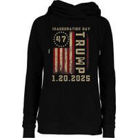 Donald Trump Inauguration Day 2025 47th President 47 Us Flag Womens Funnel Neck Pullover Hood