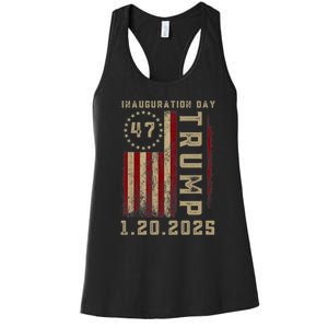 Donald Trump Inauguration Day 2025 47th President 47 Us Flag Women's Racerback Tank