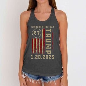 Donald Trump Inauguration Day 2025 47th President 47 Us Flag Women's Knotted Racerback Tank