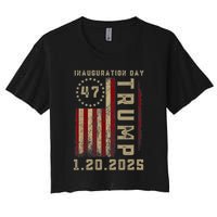 Donald Trump Inauguration Day 2025 47th President 47 Us Flag Women's Crop Top Tee