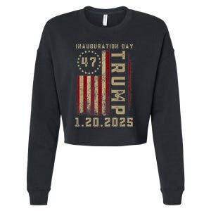 Donald Trump Inauguration Day 2025 47th President 47 Us Flag Cropped Pullover Crew