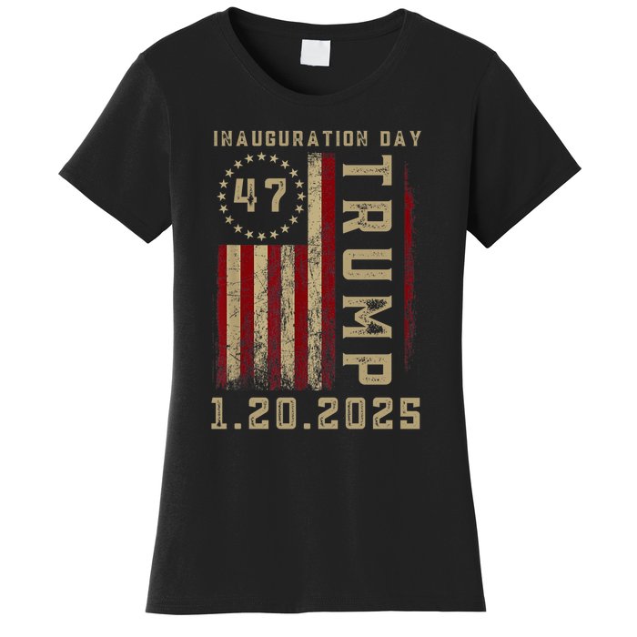 Donald Trump Inauguration Day 2025 47th President 47 Us Flag Women's T-Shirt