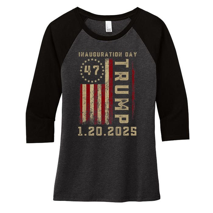 Donald Trump Inauguration Day 2025 47th President 47 Us Flag Women's Tri-Blend 3/4-Sleeve Raglan Shirt