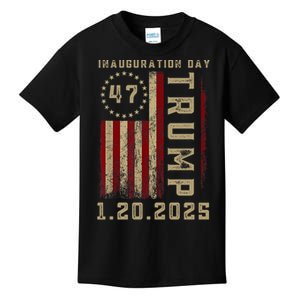 Donald Trump Inauguration Day 2025 47th President 47 Us Flag Kids T-Shirt