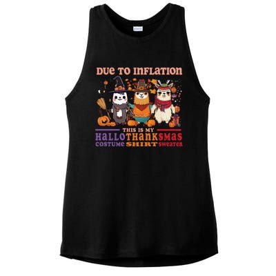 Due To Inflation Halloween Thanksgiving Ugly Christmas Llama Sweat Ladies PosiCharge Tri-Blend Wicking Tank