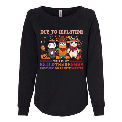 Due To Inflation Halloween Thanksgiving Ugly Christmas Llama Sweat Womens California Wash Sweatshirt