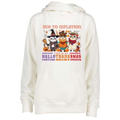 Due To Inflation Halloween Thanksgiving Ugly Christmas Llama Sweat Womens Funnel Neck Pullover Hood