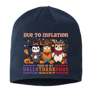 Due To Inflation Halloween Thanksgiving Ugly Christmas Llama Sweat Sustainable Beanie