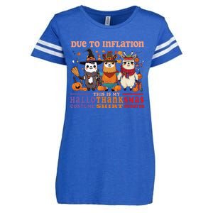 Due To Inflation Halloween Thanksgiving Ugly Christmas Llama Sweat Enza Ladies Jersey Football T-Shirt