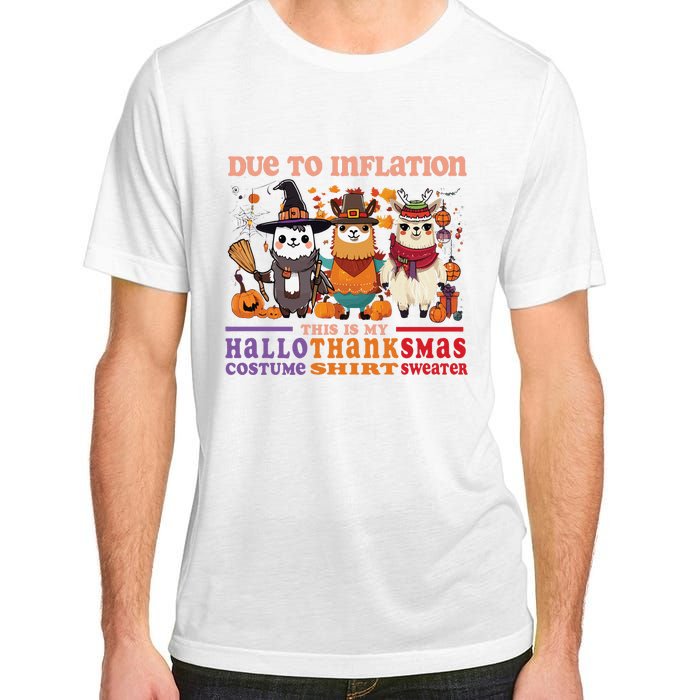 Due To Inflation Halloween Thanksgiving Ugly Christmas Llama Sweat Adult ChromaSoft Performance T-Shirt