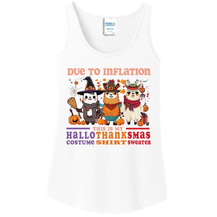 Due To Inflation Halloween Thanksgiving Ugly Christmas Llama Sweat Ladies Essential Tank