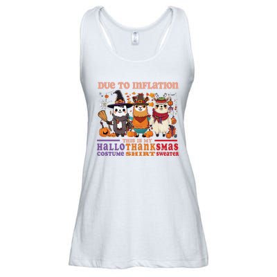 Due To Inflation Halloween Thanksgiving Ugly Christmas Llama Sweat Ladies Essential Flowy Tank