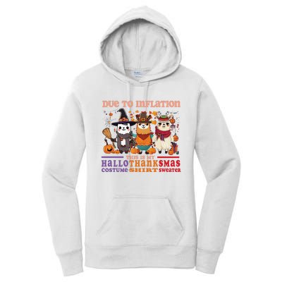 Due To Inflation Halloween Thanksgiving Ugly Christmas Llama Sweat Women's Pullover Hoodie