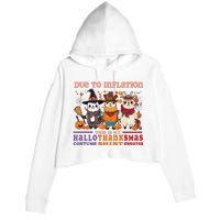 Due To Inflation Halloween Thanksgiving Ugly Christmas Llama Sweat Crop Fleece Hoodie