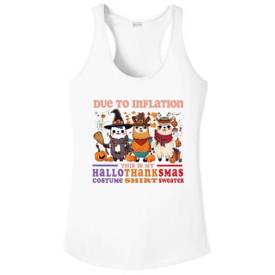 Due To Inflation Halloween Thanksgiving Ugly Christmas Llama Sweat Ladies PosiCharge Competitor Racerback Tank