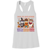 Due To Inflation Halloween Thanksgiving Ugly Christmas Llama Sweat Women's Racerback Tank