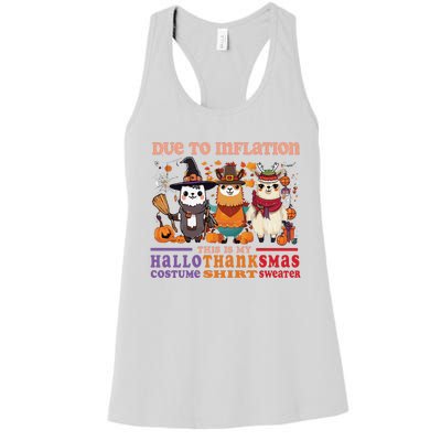 Due To Inflation Halloween Thanksgiving Ugly Christmas Llama Sweat Women's Racerback Tank