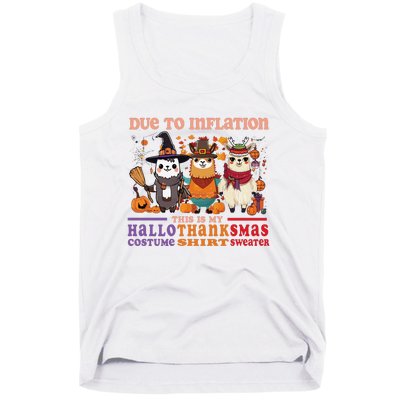 Due To Inflation Halloween Thanksgiving Ugly Christmas Llama Sweat Tank Top