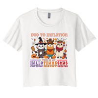 Due To Inflation Halloween Thanksgiving Ugly Christmas Llama Sweat Women's Crop Top Tee