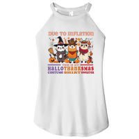 Due To Inflation Halloween Thanksgiving Ugly Christmas Llama Sweat Women's Perfect Tri Rocker Tank