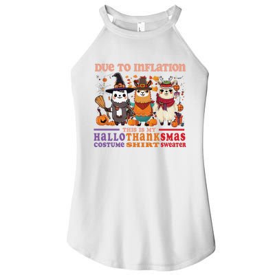 Due To Inflation Halloween Thanksgiving Ugly Christmas Llama Sweat Women's Perfect Tri Rocker Tank