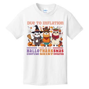 Due To Inflation Halloween Thanksgiving Ugly Christmas Llama Sweat Kids T-Shirt