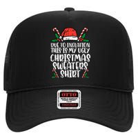 Due To Inflation Funny Christmas Sweater Xmas High Crown Mesh Back Trucker Hat