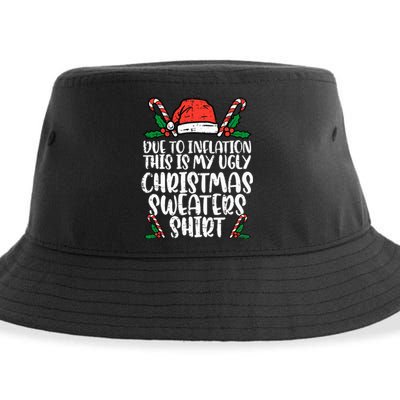 Due To Inflation Funny Christmas Sweater Xmas Sustainable Bucket Hat