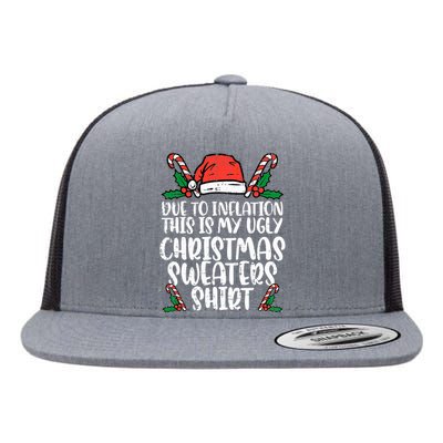 Due To Inflation Funny Christmas Sweater Xmas Flat Bill Trucker Hat