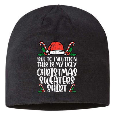 Due To Inflation Funny Christmas Sweater Xmas Sustainable Beanie