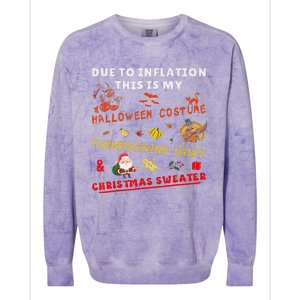 Due To Inflation This Is My Funny Halloween Christmas Colorblast Crewneck Sweatshirt