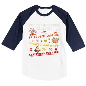 Due To Inflation This Is My Funny Halloween Christmas Baseball Sleeve Shirt