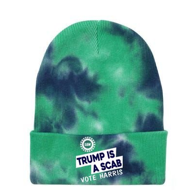 Donald Trump Is A Scab Vote Harris Anti Trump We Are Not Going Back Tie Dye 12in Knit Beanie