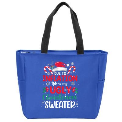 Due To Inflation This Is My Ugly Christmas Pajamas Gift Zip Tote Bag