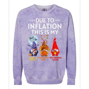 Due To Inflation This Is My Funny Gnomes Halloween Costume Colorblast Crewneck Sweatshirt