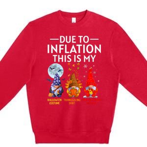 Due To Inflation This Is My Funny Gnomes Halloween Costume Premium Crewneck Sweatshirt